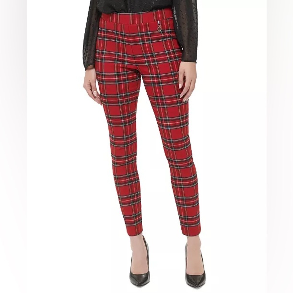 NWT Tommy Hilfiger Red Plaid Dress Stretch Pants - M
